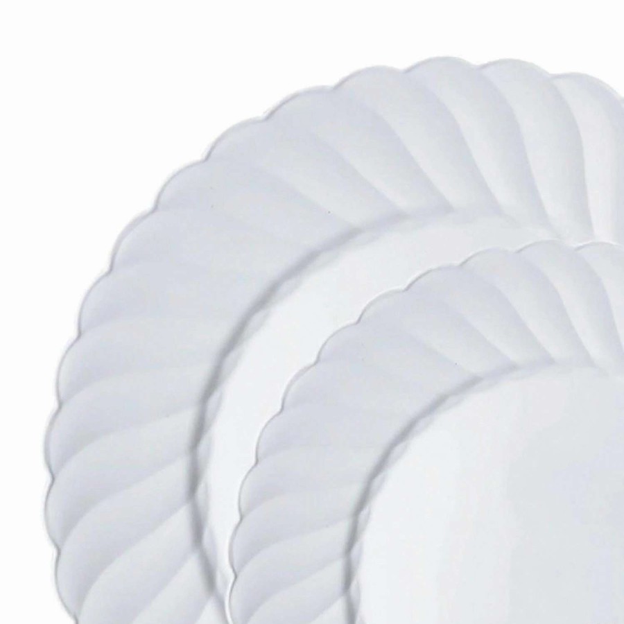 Party Plates * | Cheapest White Flair Plastic Dinnerware Value Set (144 Dinner Plates + 144 Salad Plates)