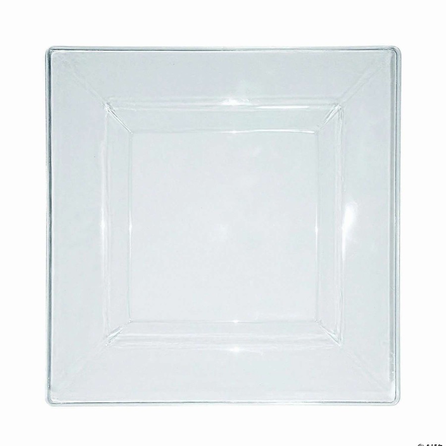 Party Plates * | Cheap 6.5 Clear Square Plastic Cake Plates (80 Plates)