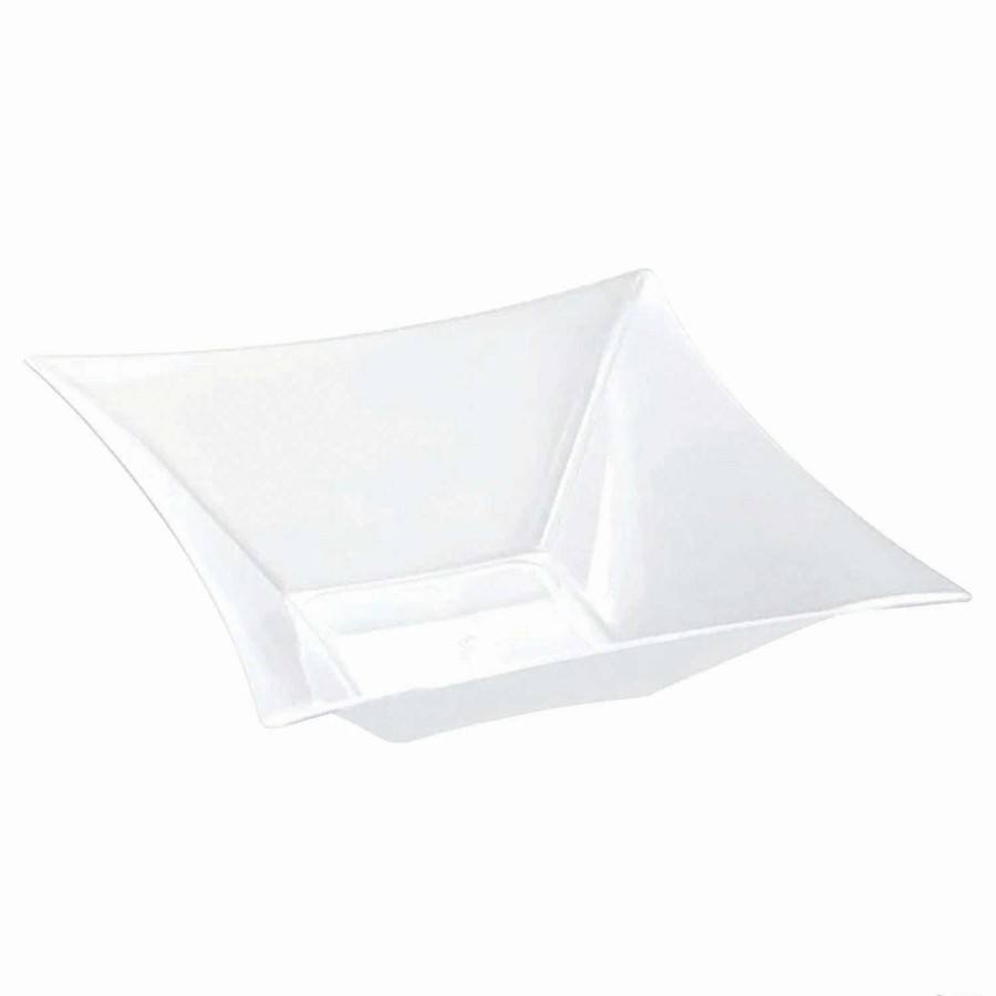 Bowls * | Cheapest 42 Oz. White Middle Square Disposable Plastic Bowls (22 Bowls)