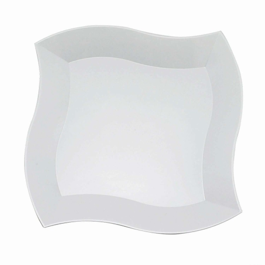 Party Plates * | Buy 10 White Wave Plastic Dinner Plates (40 Plates)