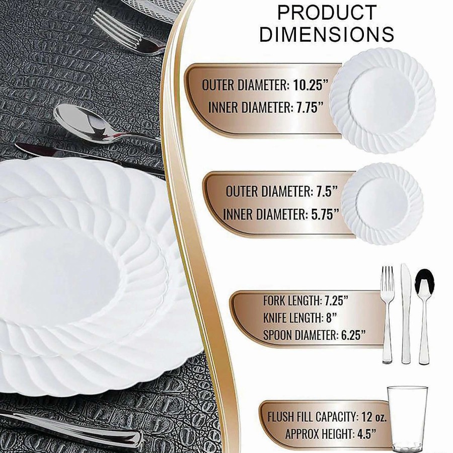 Bowls * | Buy White Flair Plastic Dinnerware Value Set (72 Settings)