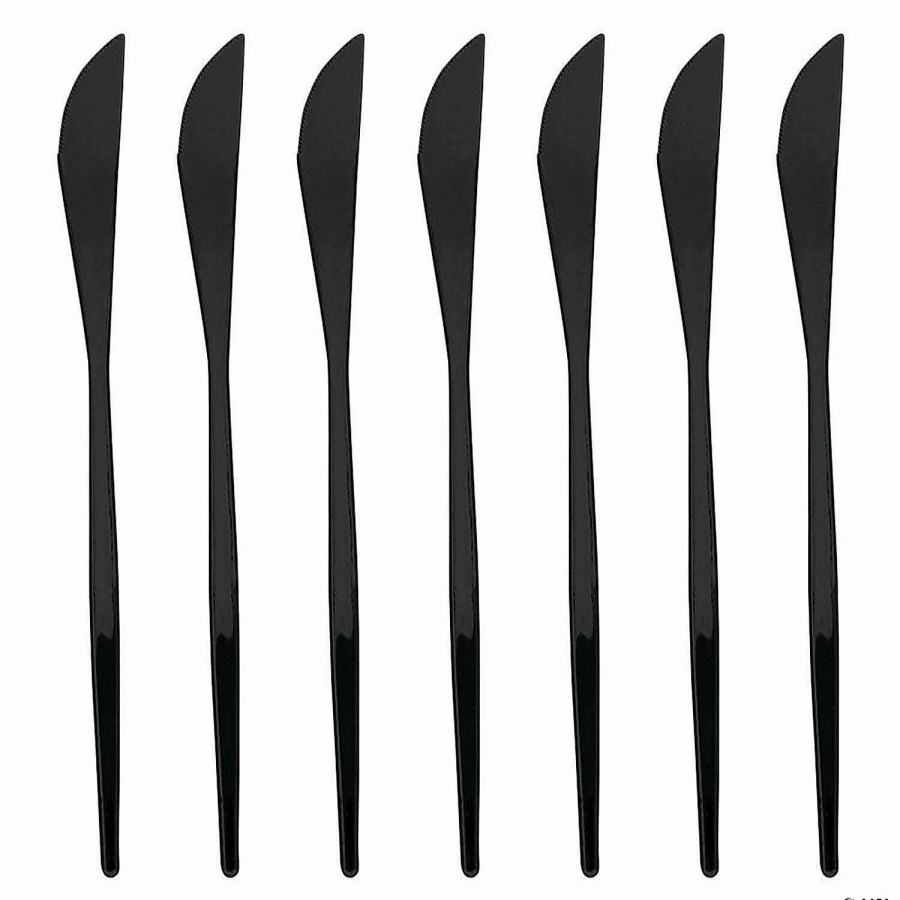 Cutlery * | Buy Kaya Collection Solid Black Moderno Disposable Plastic Dinner Knives (480 Knives)