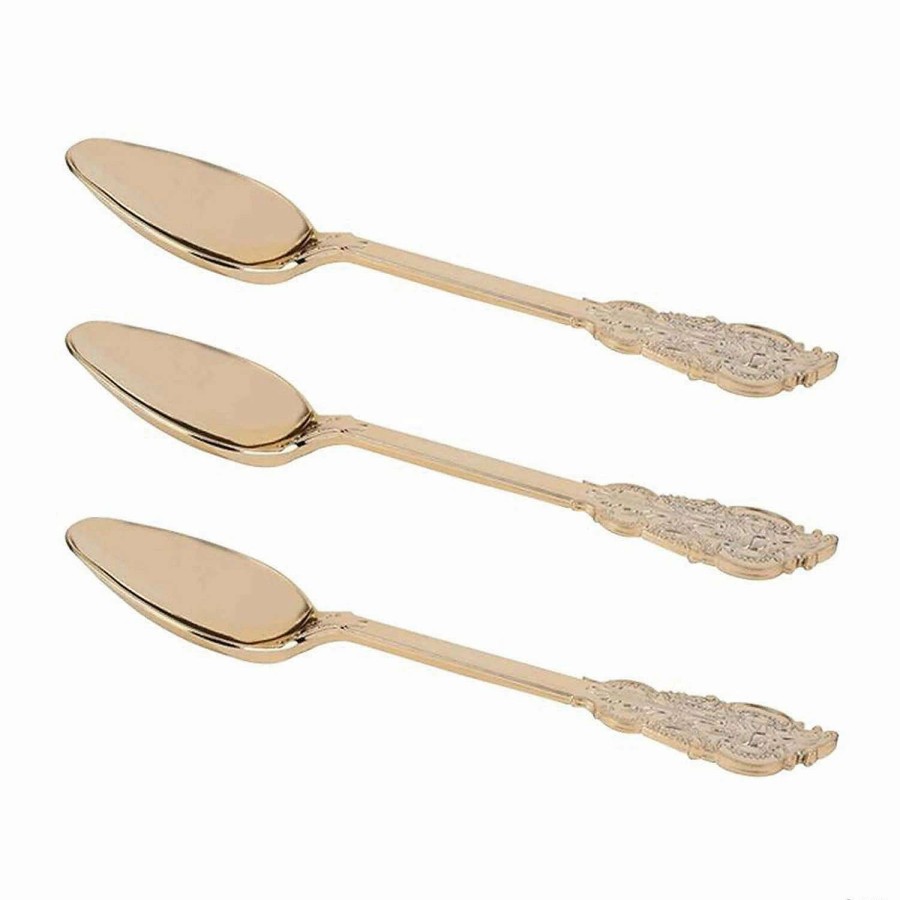 Cutlery * | Best Reviews Of Kaya Collection 7.3 Shiny Baroque Gold Plastic Spoons (600 Spoons)