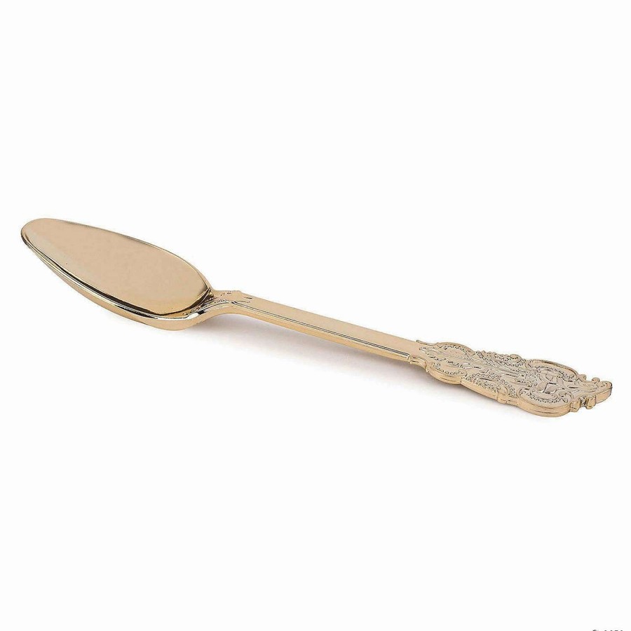 Cutlery * | Best Reviews Of Kaya Collection 7.3 Shiny Baroque Gold Plastic Spoons (600 Spoons)