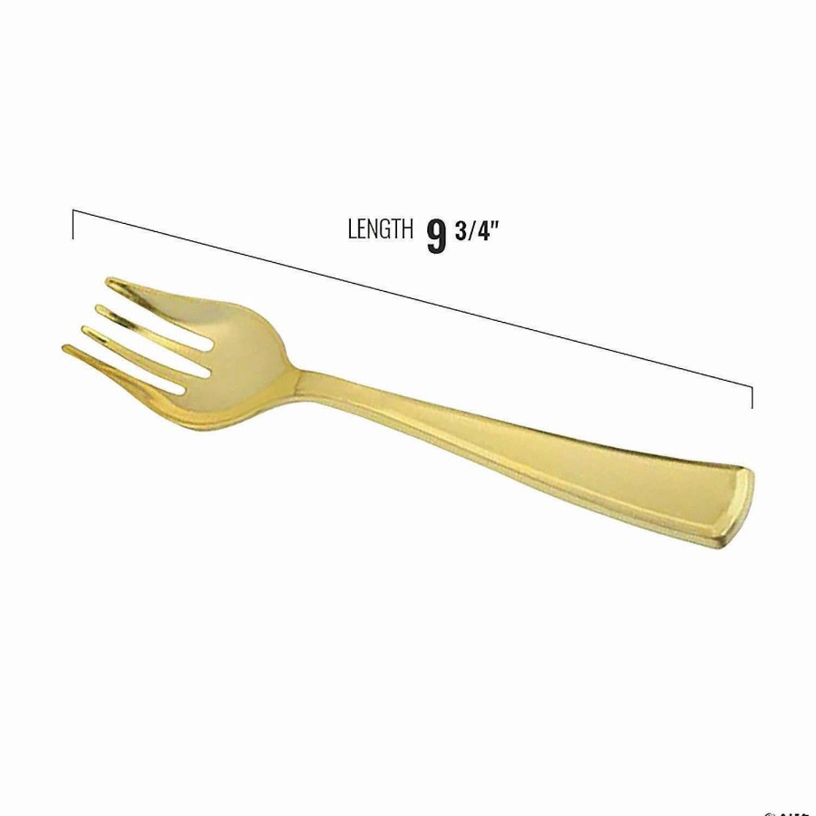 Serveware * | Brand New Gold Disposable Plastic Serving Forks (50 Serving Forks)