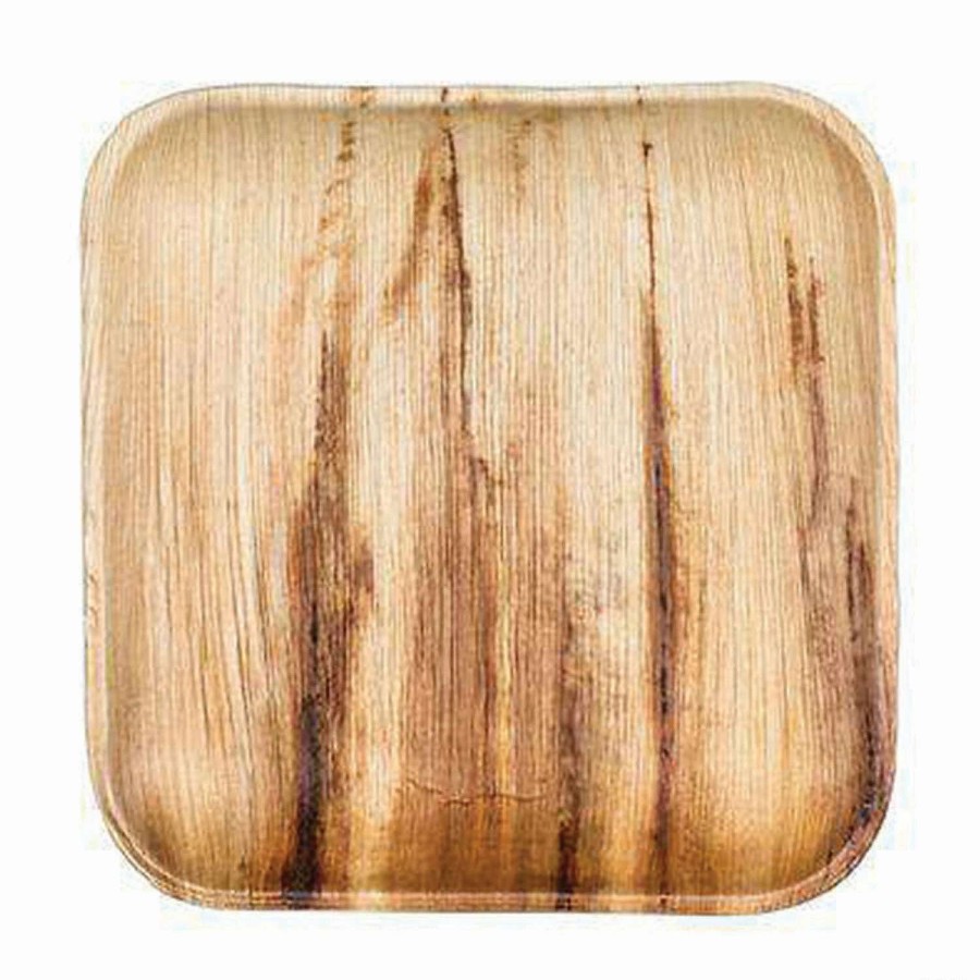 Party Plates * | Flash Sale 5 Square Palm Leaf Eco Friendly Disposable Pastry Plates (25 Plates)