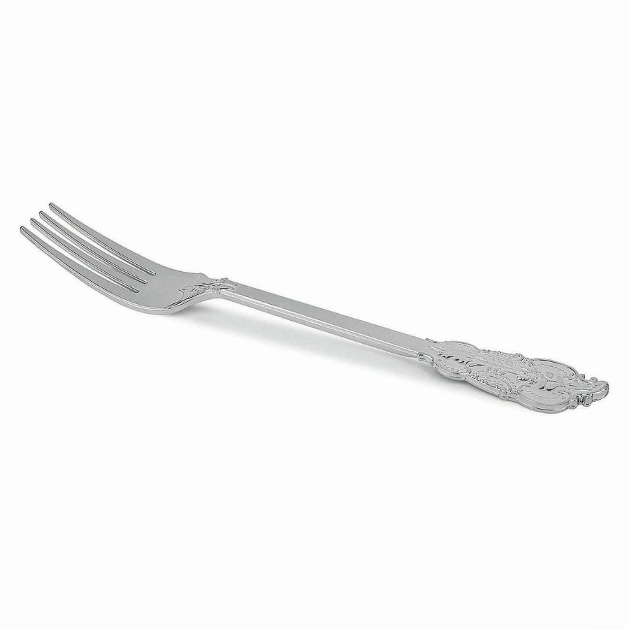 Cutlery * | Promo Shiny Baroque Silver Plastic Forks (288 Forks)