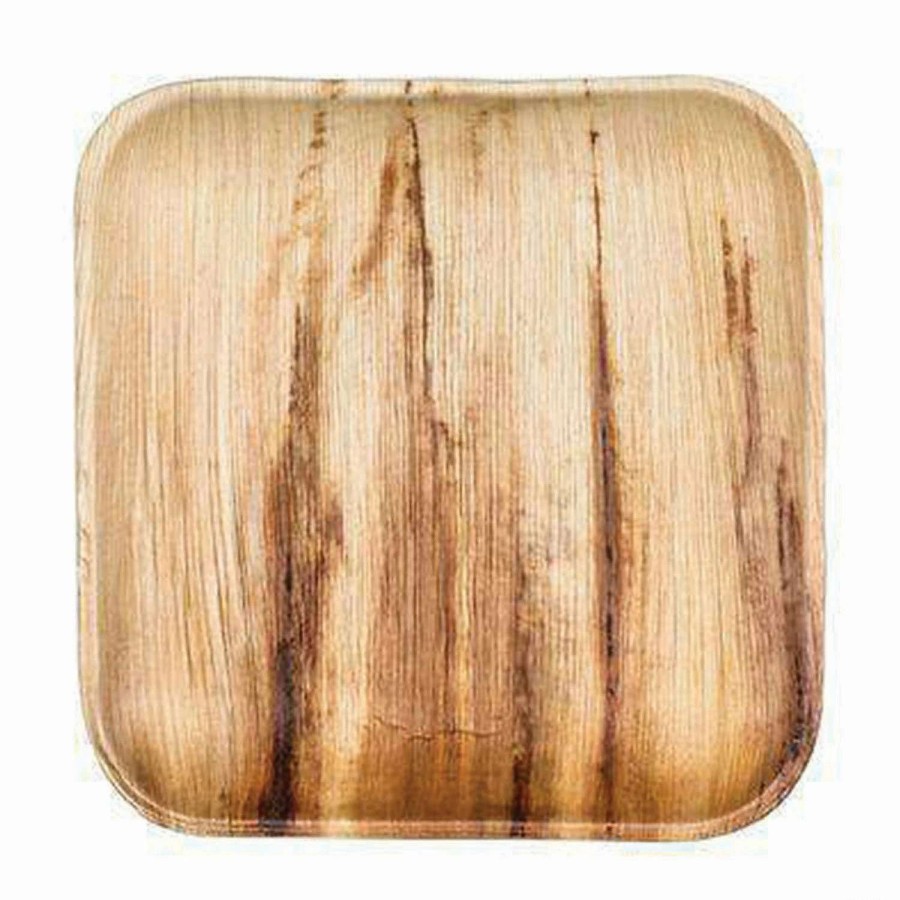 Party Plates * | Best Deal 10 Square Palm Leaf Eco Friendly Disposable Dinner Plates (25 Plates)