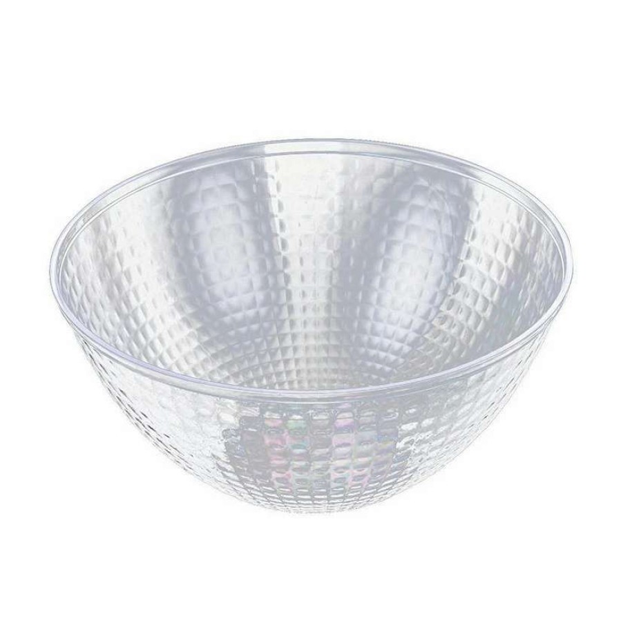 Serveware * | Top 10 Premium 96 Oz. Clear Diamond Design Round Disposable Plastic Bowls (24 Bowls)