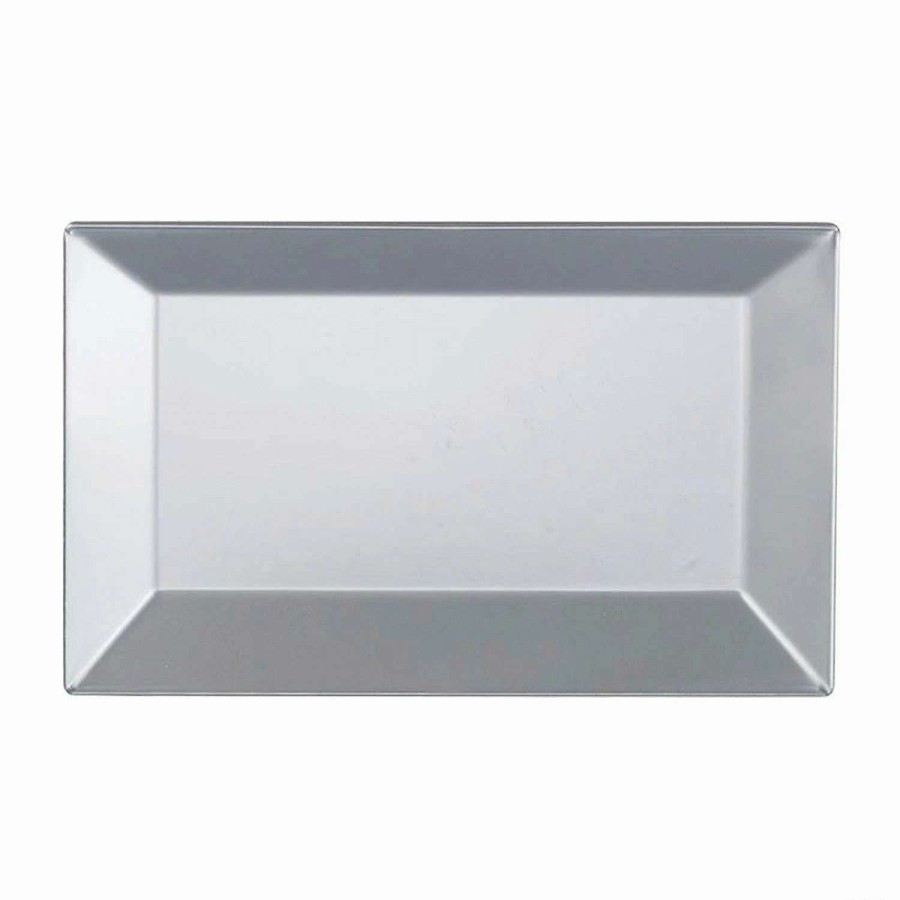 Party Plates * | Flash Sale Kaya Collection 5.5 X 8.5 Silver Rectangular Plastic Dessert Plates (120 Plates)