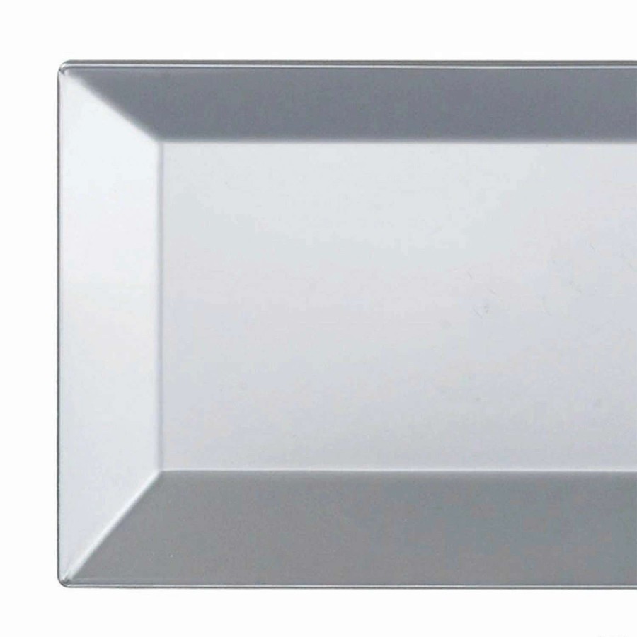 Party Plates * | Flash Sale Kaya Collection 5.5 X 8.5 Silver Rectangular Plastic Dessert Plates (120 Plates)