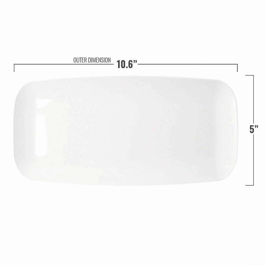 Party Plates * | Budget 10.6 X 5 Solid Clear Flat Raised Edge Rectangular Disposable Plastic Plates (120 Plates)