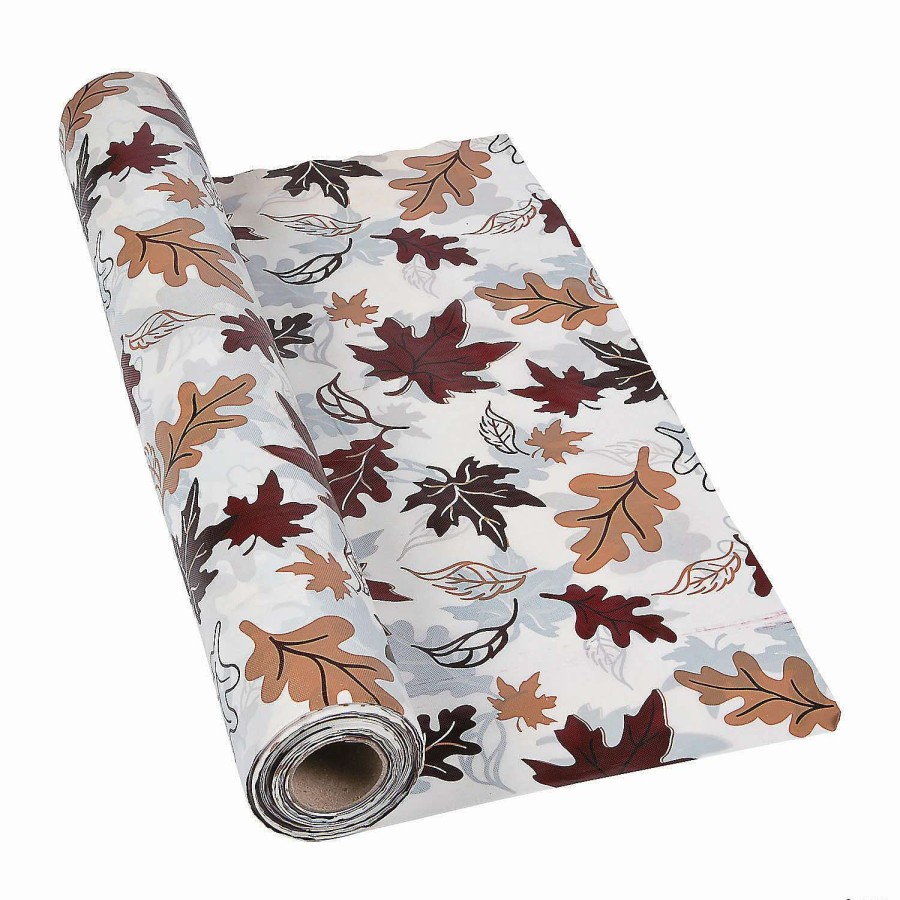 Table Covers * | Wholesale Fall Leaves Plastic Tablecloth Roll