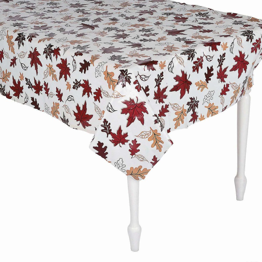 Table Covers * | Wholesale Fall Leaves Plastic Tablecloth Roll