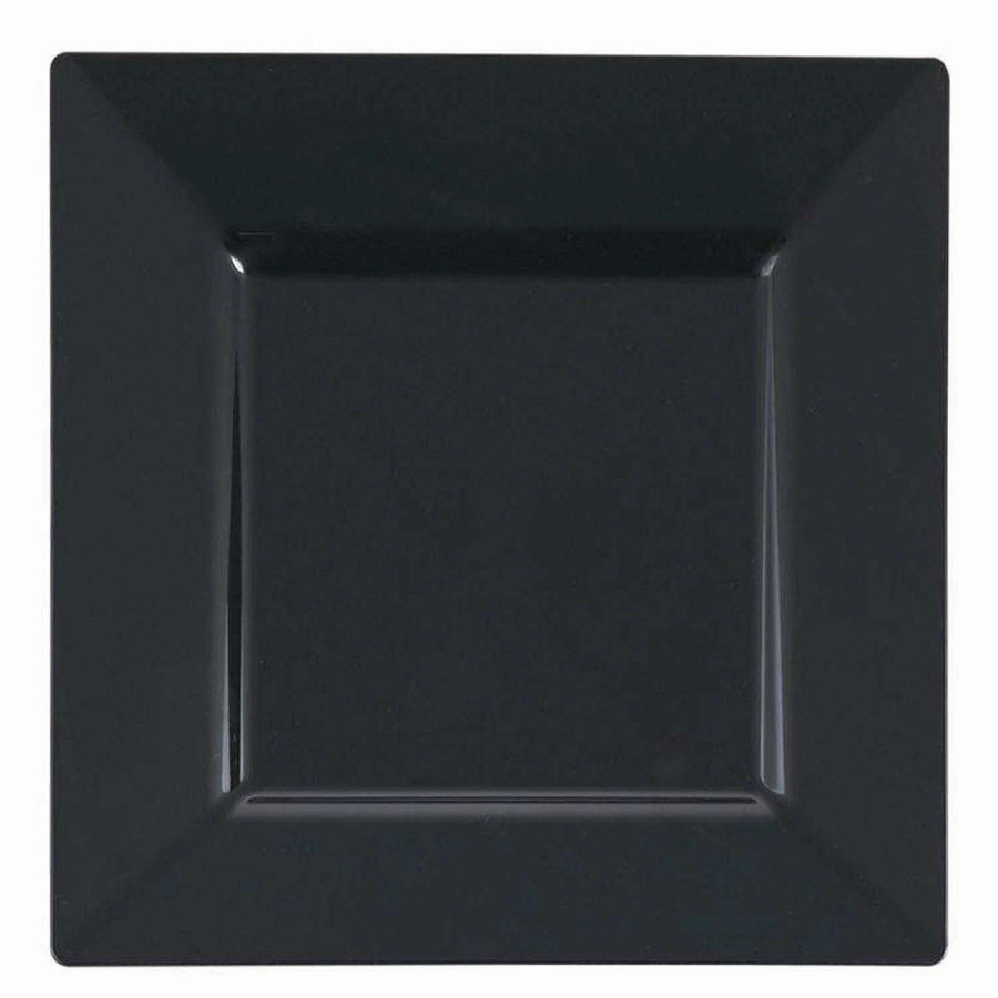 Party Plates * | Deals Kaya Collection 6.5 Black Square Plastic Cake Plates (120 Plates)