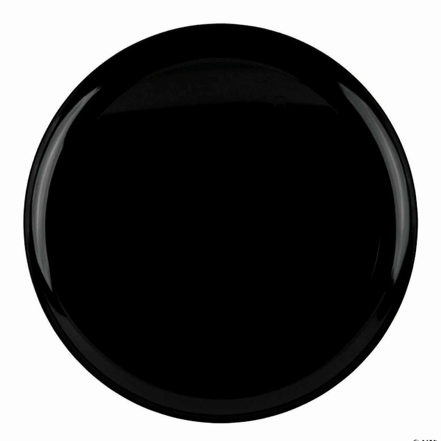 Party Plates * | Brand New 8.5 Black Flat Round Disposable Plastic Appetizer/Salad Plates (120 Plates)