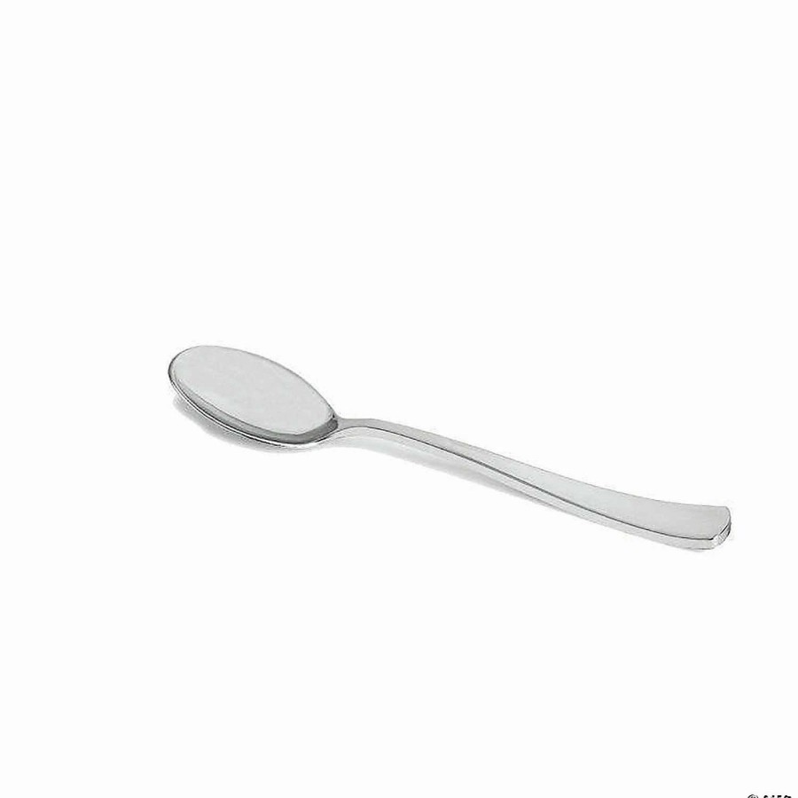 Cutlery * | Wholesale Shiny Metallic Silver Plastic Spoons (288 Spoons)