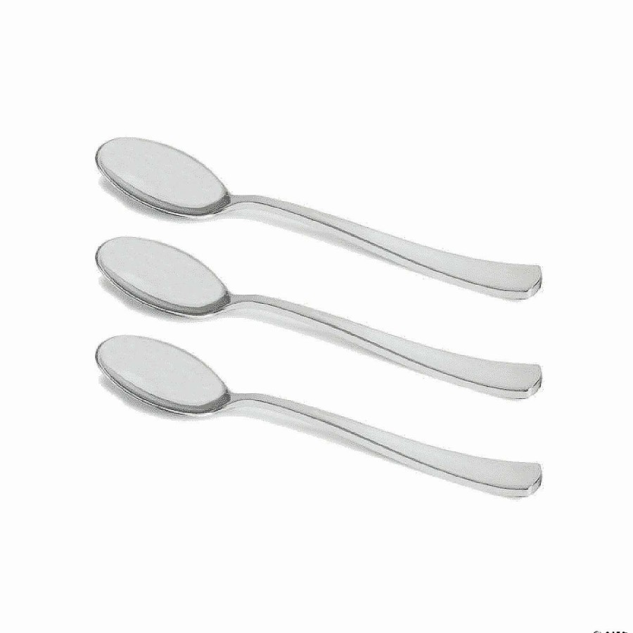 Cutlery * | Wholesale Shiny Metallic Silver Plastic Spoons (288 Spoons)