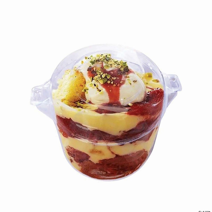 Party Plates * | Best Sale 3.4 Oz. Clear Round Disposable Plastic Mini Dessert Pots (120 Pots)