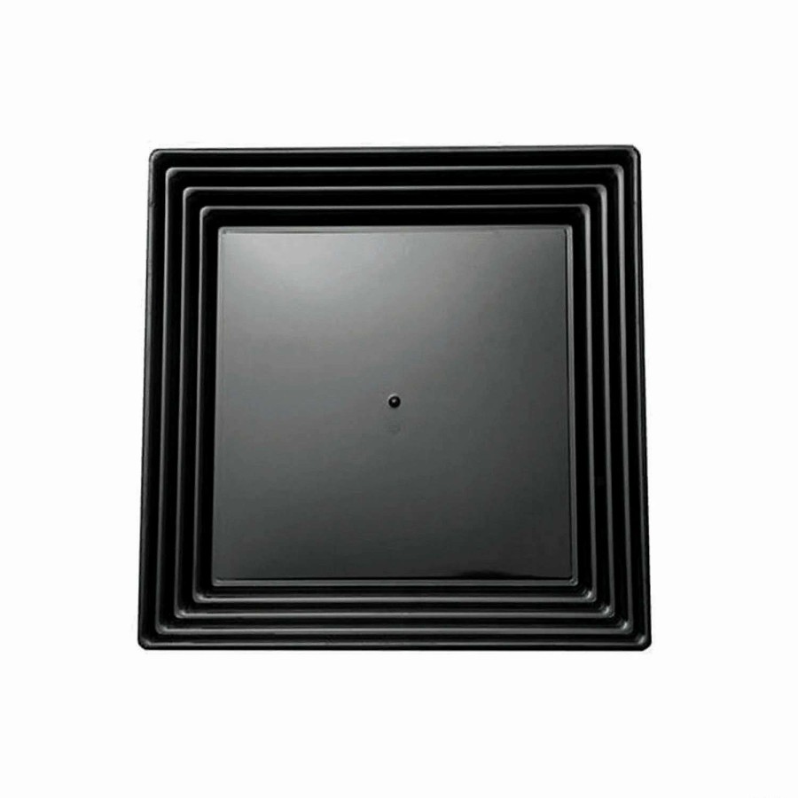 Serveware * | Best Sale 12 X 12 Black Square With Groove Rim Plastic Serving Trays (15 Trays)