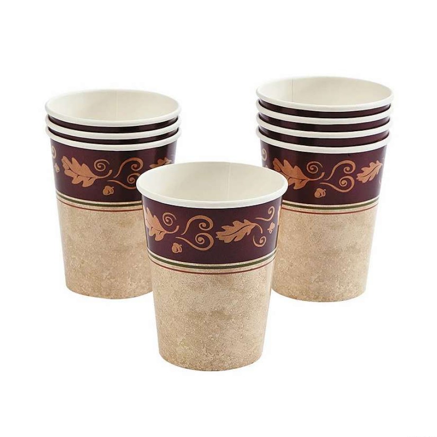 Drinkware * | Deals Thanksgiving Turkey Fall Leaves Paper Cups 8 Pc.