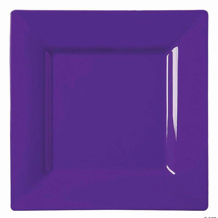 Party Plates * | Cheap Kaya Collection 6.5 Grape Purple Square Plastic Cake Plates (120 Plates)