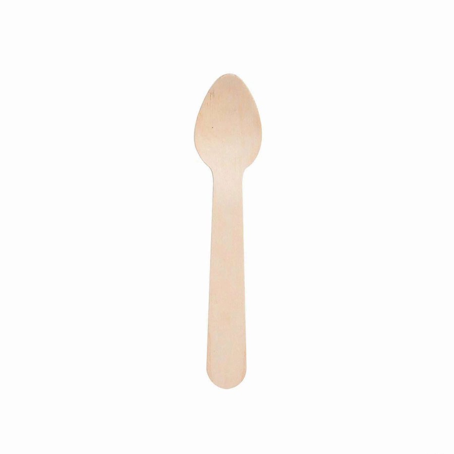 Cutlery * | Deals 3 Natural Birch Eco-Friendly Disposable Mini Dessert Spoons (275 Spoons)