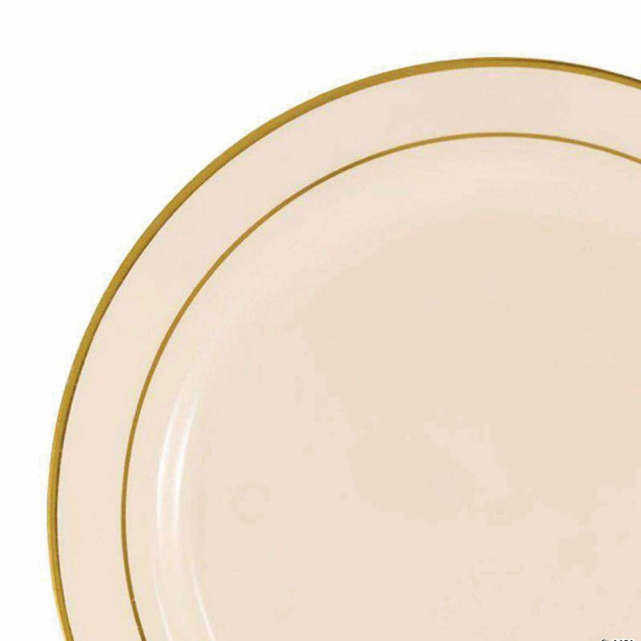 Party Plates * | Hot Sale Kaya Collection 7.5 Ivory With Gold Edge Rim Plastic Appetizer/Salad Plates (120 Plates)