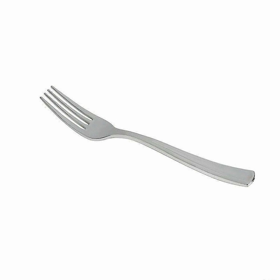 Cutlery * | Flash Sale Shiny Metallic Silver Plastic Forks (288 Forks)