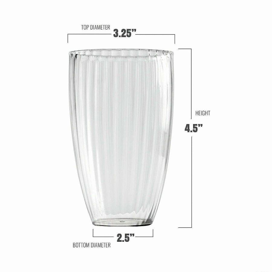 Drinkware * | Buy 16 Oz. Clear Stripe Round Disposable Plastic Tumblers (16 Tumblers)