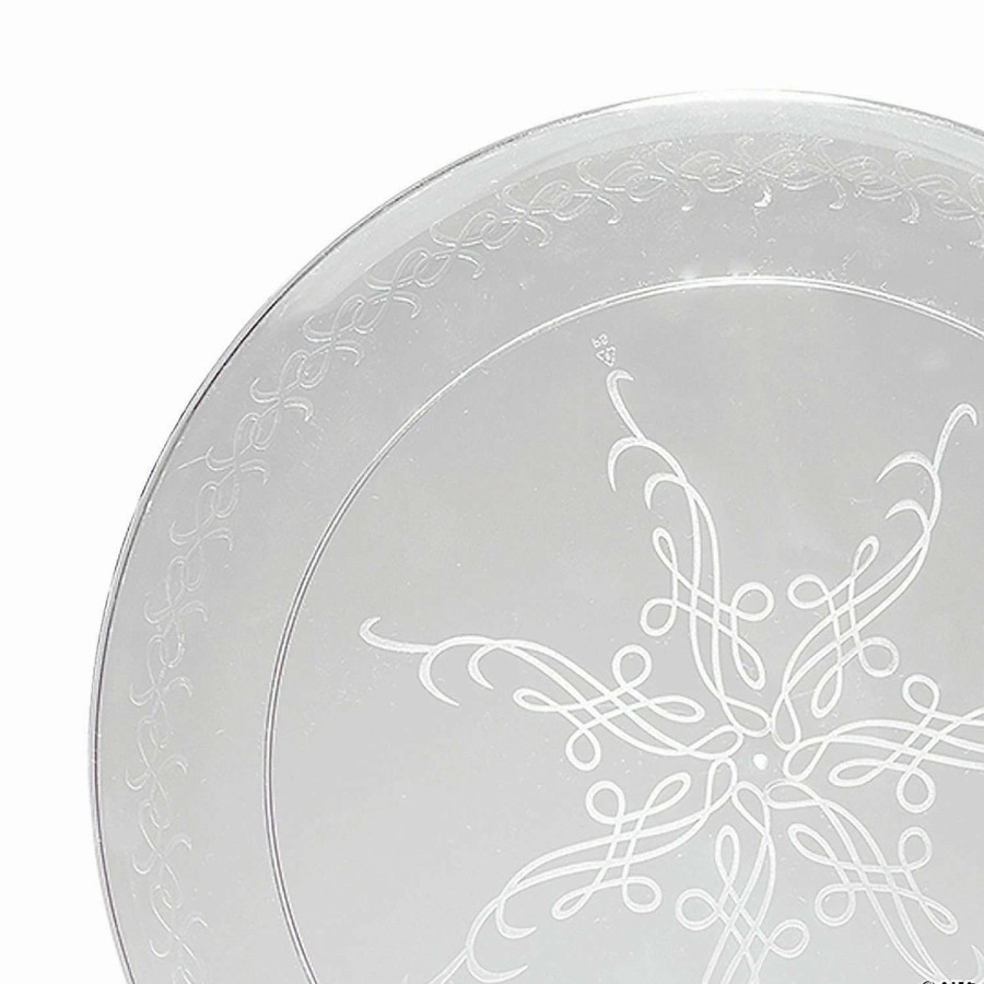 Party Plates * | Budget 6.25 Clear Floral Round Disposable Plastic Pastry Plates (240 Plates)