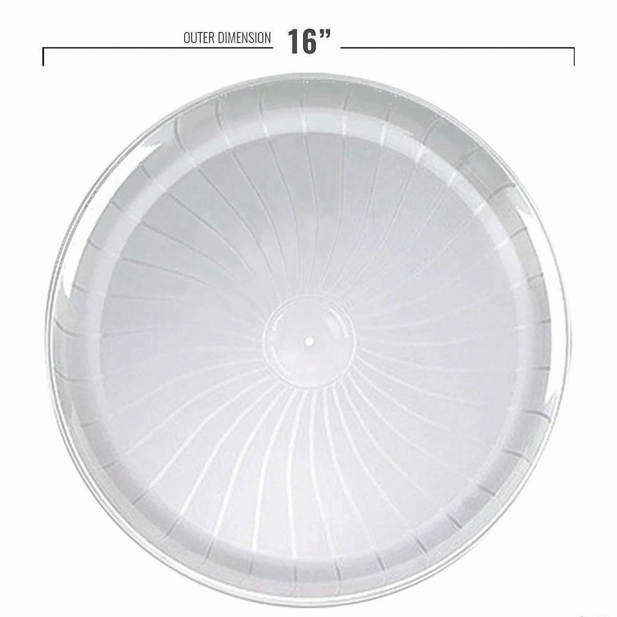 Serveware * | Coupon 16 Clear Pavilion Round Disposable Plastic Trays (14 Trays)