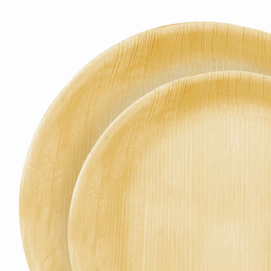 Party Plates * | Buy Round Palm Leaf Eco Friendly Disposable Dinnerware Value Set (50 Dinner Plates + 50 Salad Plates)