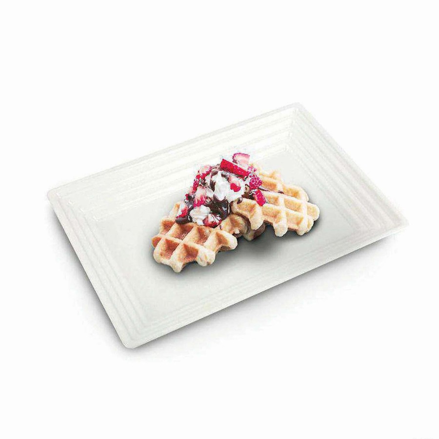 Serveware * | Brand New Premium 9 X 13 White Rectangular With Groove Rim Plastic Serving Trays (24 Trays)