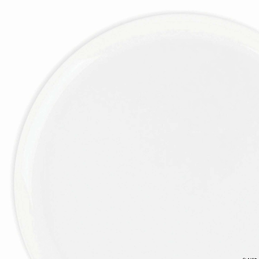 Party Plates * | Outlet 10 White Flat Round Disposable Plastic Dinner Plates (120 Plates)