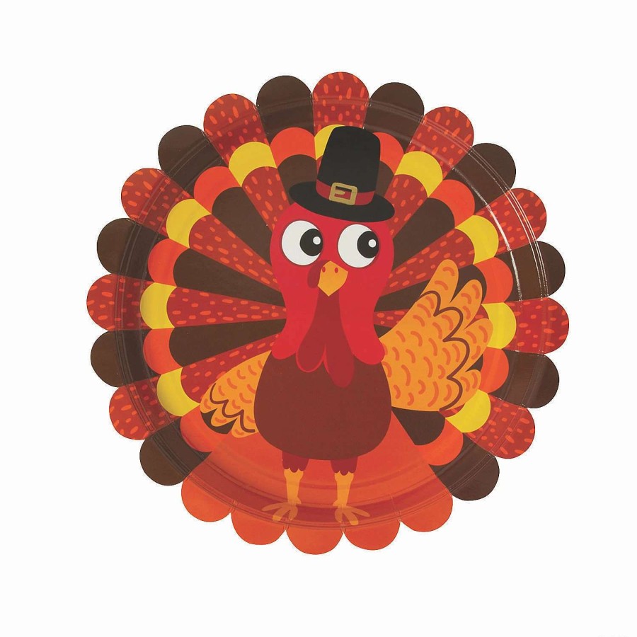 Party Plates * | Cheap Thanksgiving Friends Turkey Paper Dinner Plates 8 Ct.