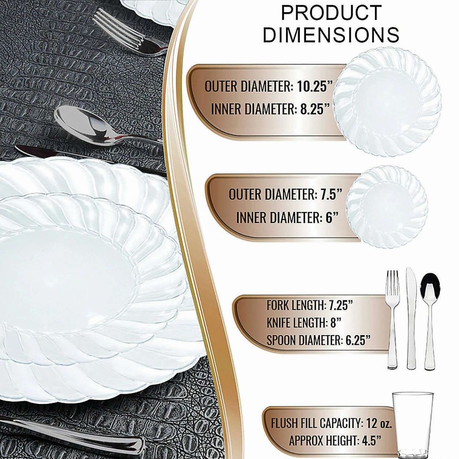 Bowls * | Budget Clear Flair Plastic Dinnerware Value Set (72 Settings)