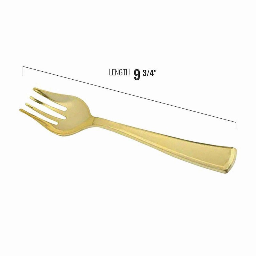 Serveware * | Best Pirce Kaya Collection Gold Disposable Plastic Serving Forks (60 Serving Forks)