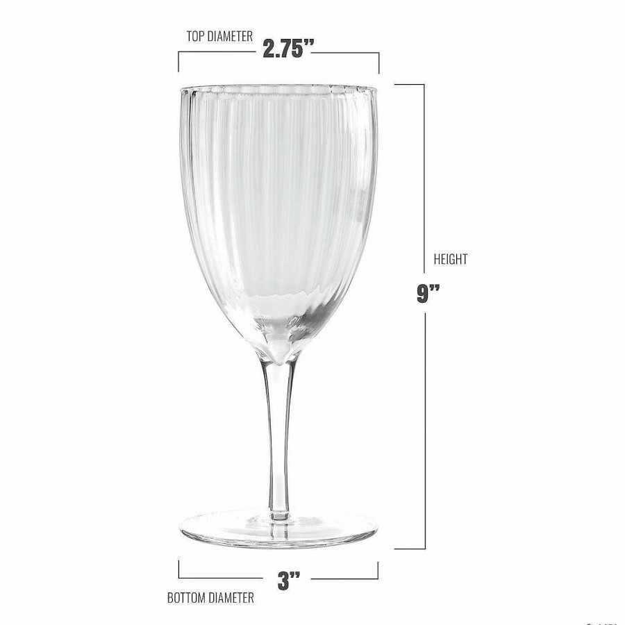 Drinkware * | Best Reviews Of 8 Oz. Clear Stripe Round Disposable Plastic Champagne Flutes (16 Champagne Flutes)