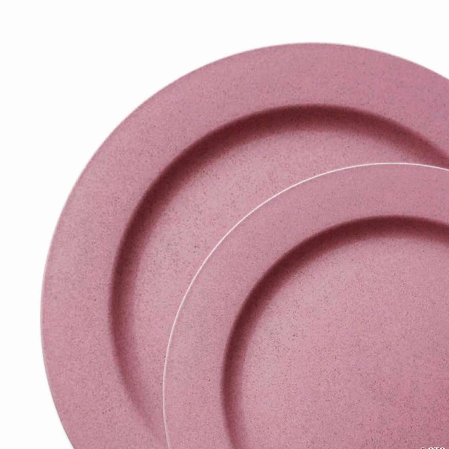 Party Plates * | Promo Matte Fuchsia Round Disposable Plastic Dinnerware Value Set (120 Dinner Plates + 120 Salad Plates)