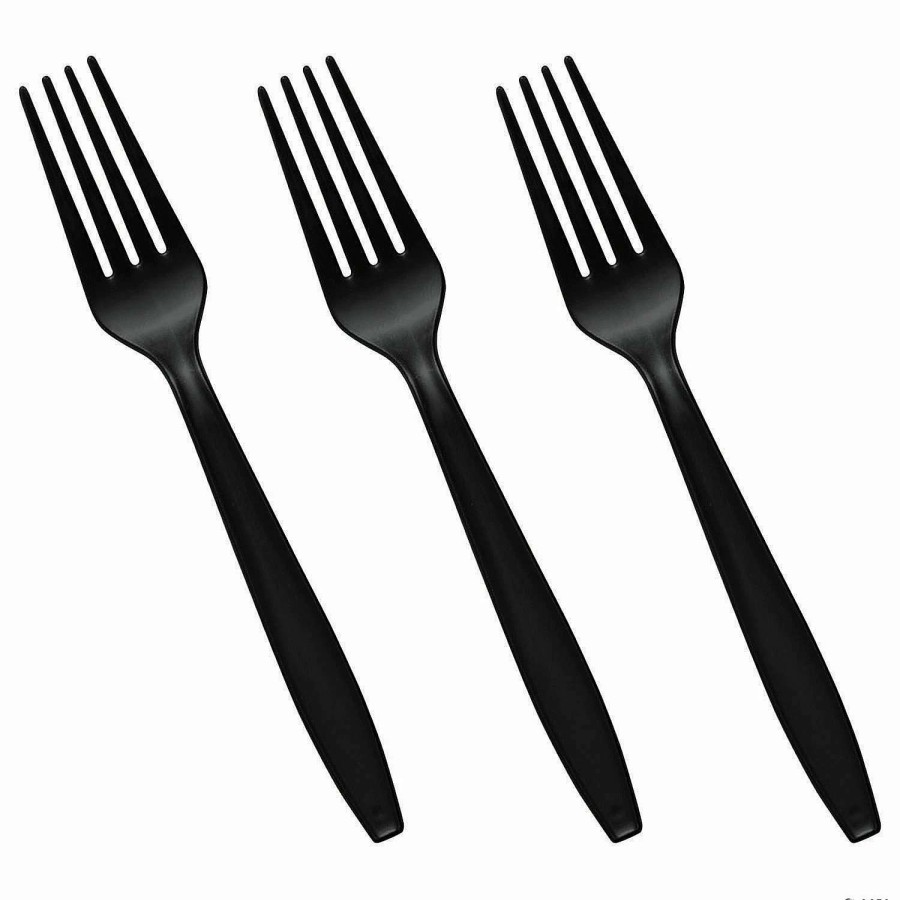 Cutlery * | Wholesale Black Plastic Disposable Forks (1000 Forks)