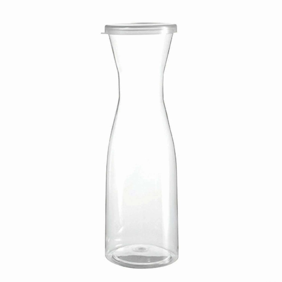 Serveware * | Budget Premium 35 Oz. Clear Large Disposable Plastic Wine Carafes With Lids (12 Carafes)