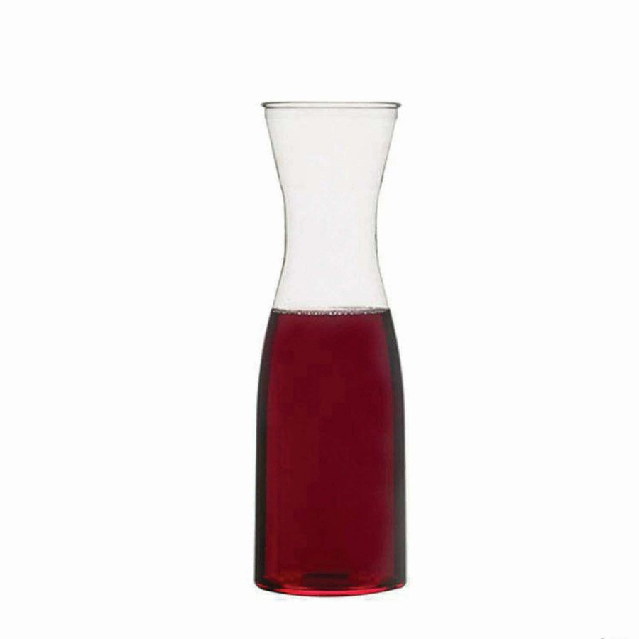 Serveware * | Budget Premium 35 Oz. Clear Large Disposable Plastic Wine Carafes With Lids (12 Carafes)