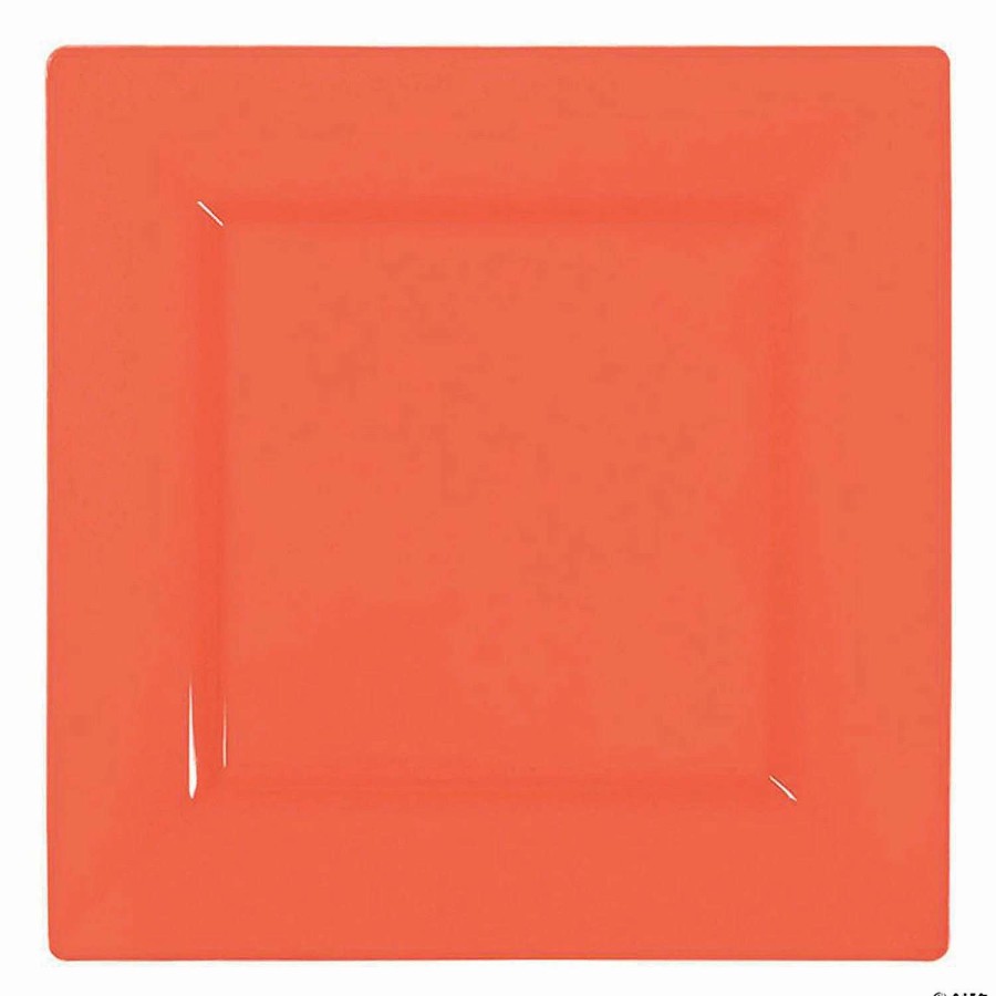 Party Plates * | Flash Sale Kaya Collection 9.5 Tropical Coral Square Plastic Dinner Plates (120 Plates)