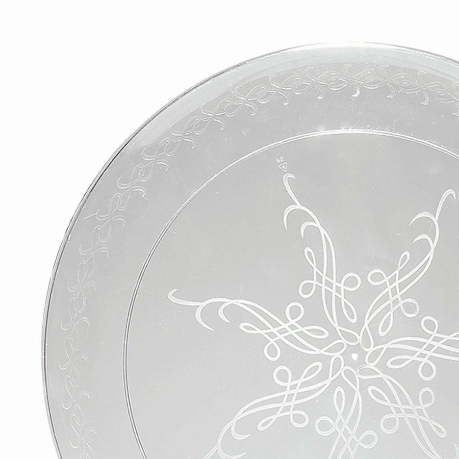 Party Plates * | Buy 9 Clear Floral Round Disposable Plastic Buffet Plates (80 Plates)