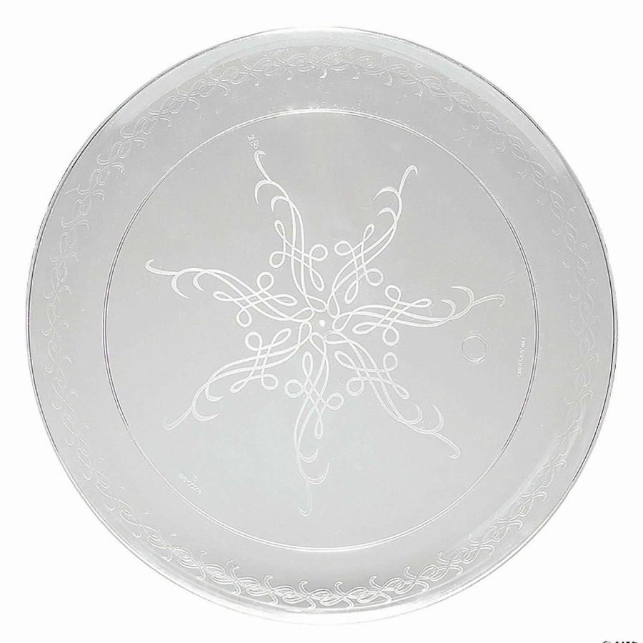 Party Plates * | Buy 9 Clear Floral Round Disposable Plastic Buffet Plates (80 Plates)