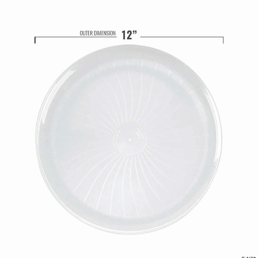 Serveware * | Top 10 12 White Pavilion Round Disposable Plastic Trays (22 Trays)