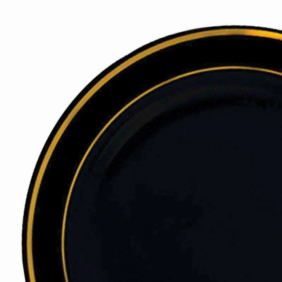 Party Plates * | Wholesale Kaya Collection 7.5 Black With Gold Edge Rim Plastic Appetizer/Salad Plates (120 Plates)