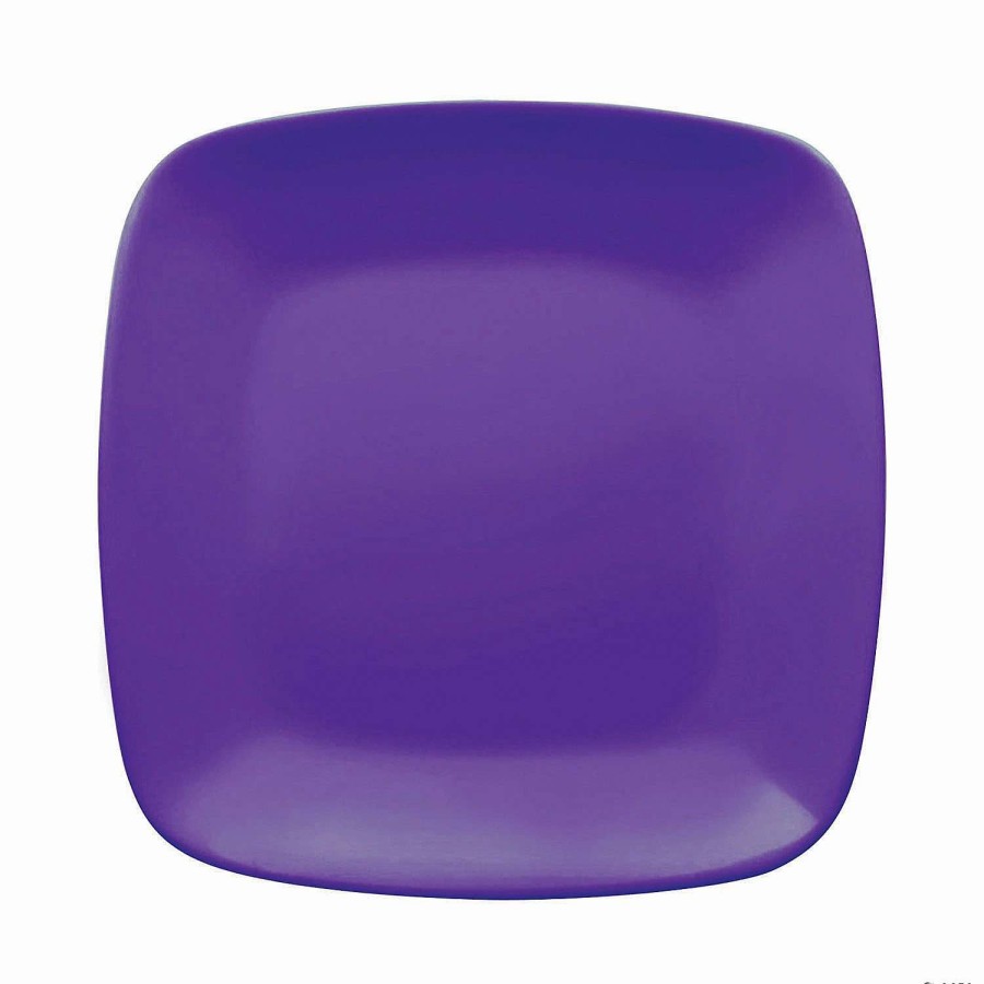 Party Plates * | Promo 8.5 Purple Flat Rounded Square Disposable Plastic Buffet Plates (50 Plates)