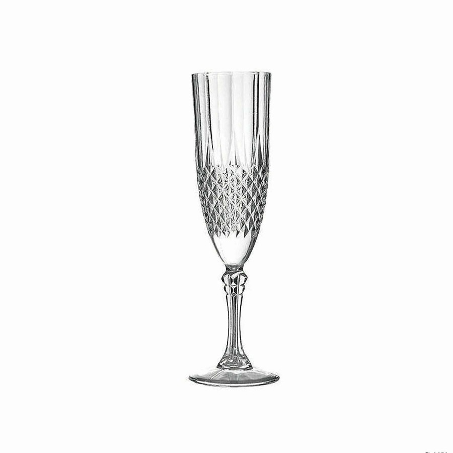 Drinkware * | Discount 8 Oz. Crystal Cut Plastic Champagne Flutes (16 Glasses)